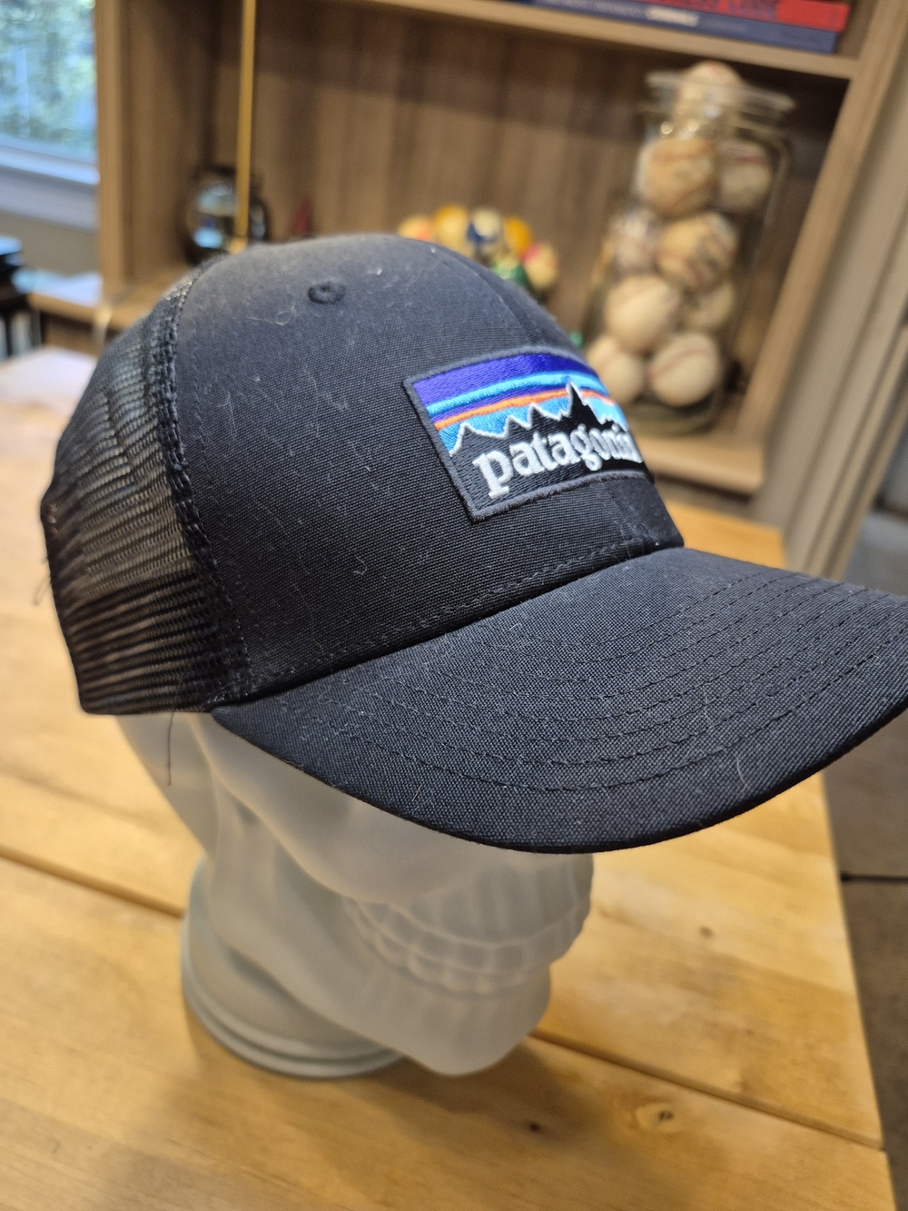 Patagonia Black Trucker Hat - Classic Logo Mesh Cap